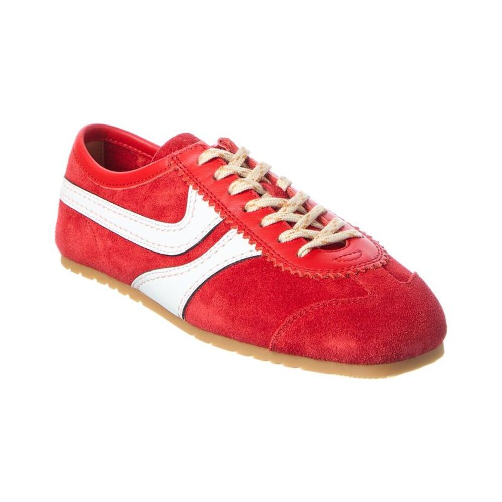 Dries Van Noten Suede & Leather Paneled Sneaker, Red